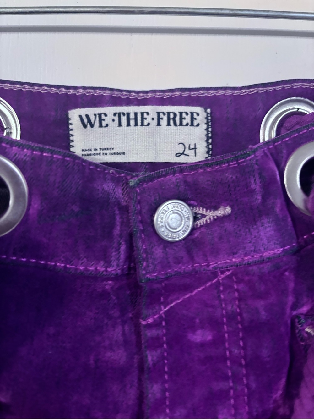 We The Free Purple Velvet Cargo Pants - Picture 3 of 5